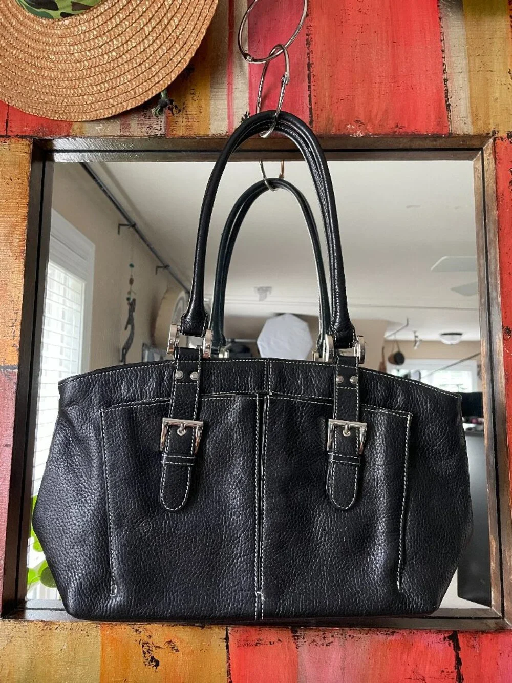 Tignanello Genuine Leather Pebbled Shoulder Handbag